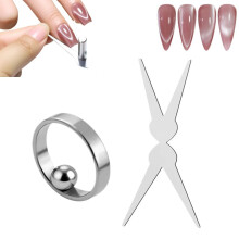 (ring+ spherical + French, 1set) Katzenaugen Nagelmagnet Set, ringförmig, für zu Hause & Salon