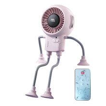 Mini Portable Robot Fan 3000mah Power With Bendable Arms And Strong Suction Cup Pink