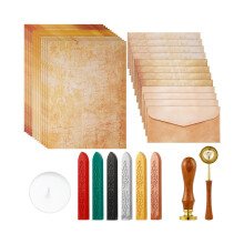 33Pcs Antique Writing Paper Stationery Set With Envelopes Wax Sealing Supplies