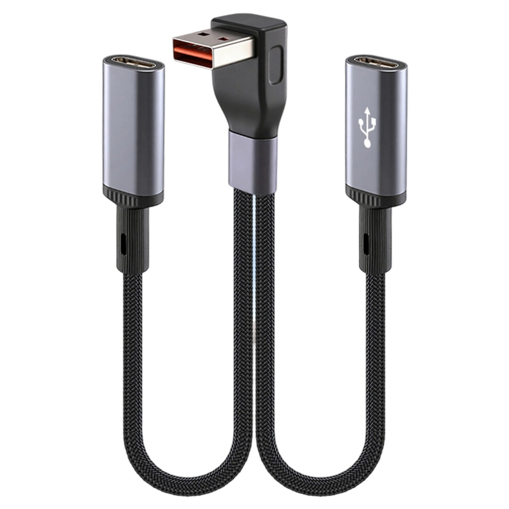Flexible Nylon Usb To Type C/Usb Splitter Cable 480Mbps Data Speed 2 Type C Female Elbow 7695001069090