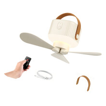 3 Speed Ceiling Fan with LED Light Fan Portable Hanging Fan for Cream color 7200mAh