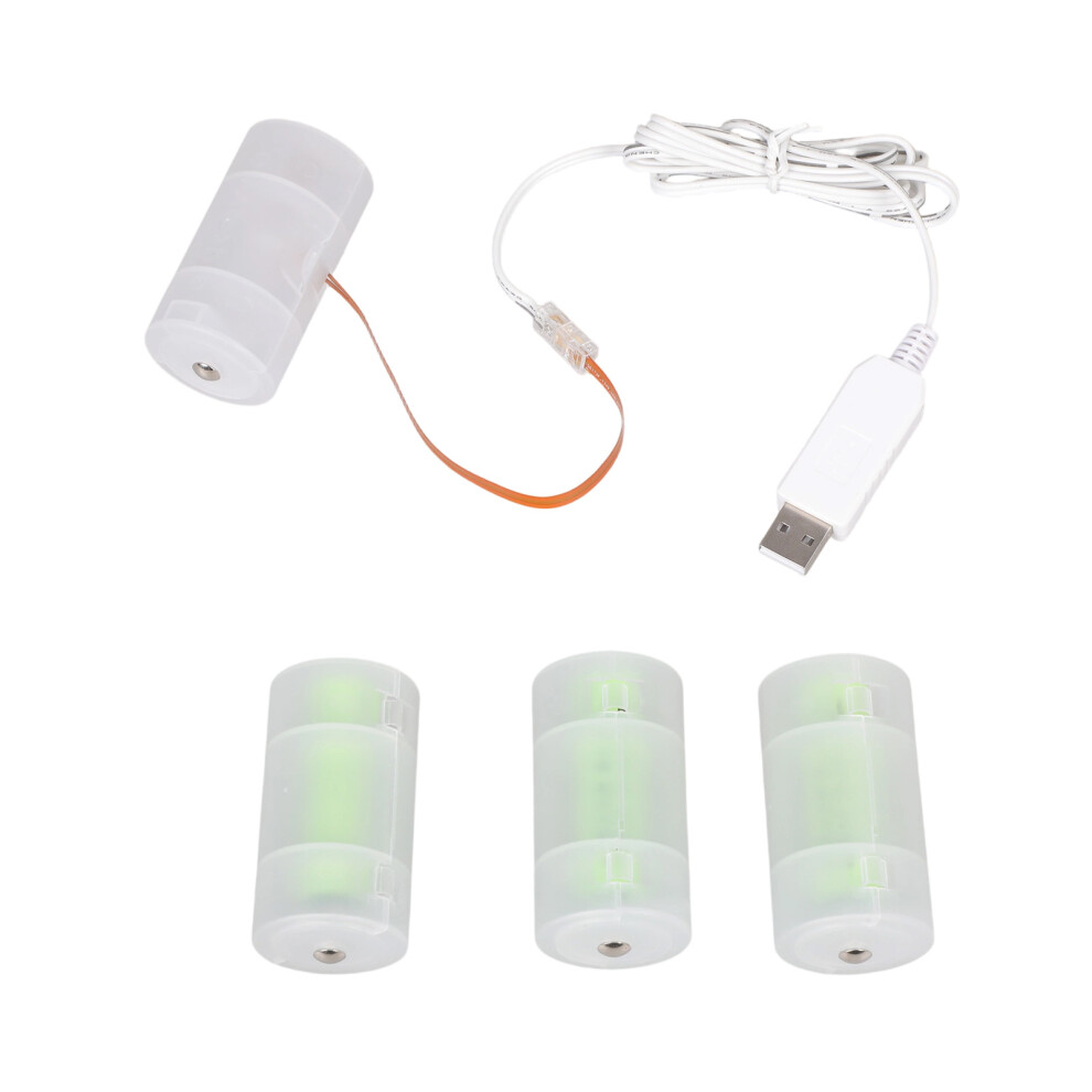 6V D Usb Battery Elimination Cable Replacement 4Pcs 1.5V D Battery 2 Meters White 7695001073820