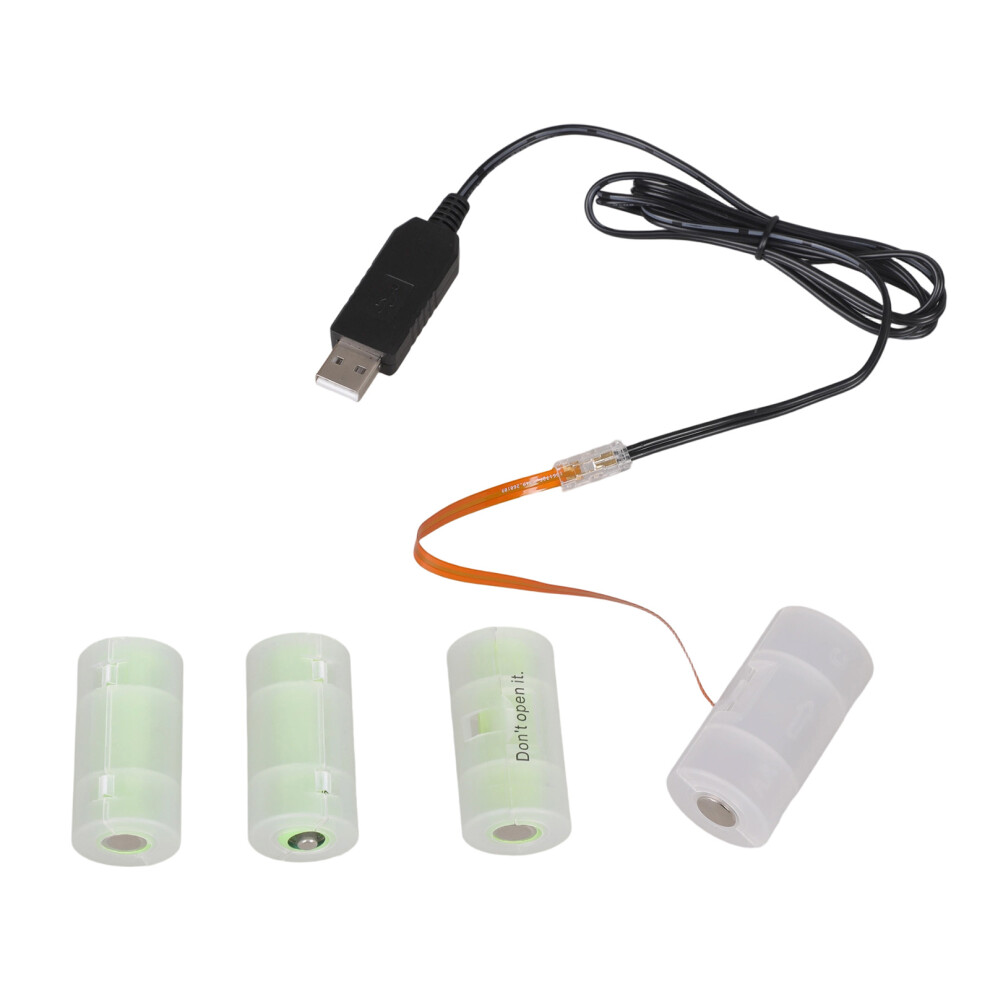Usb Power Converters Battery Eliminators Replace 4Pcs 1.5V Lr14 C Connect 1 Meter Black 7695001073868