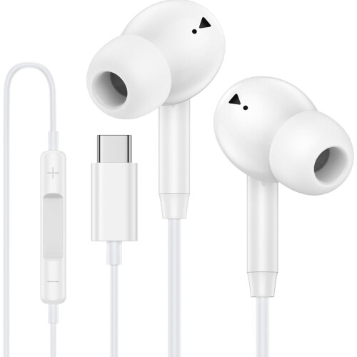 3.5mm/Type C Headphone for PC Laptop Corded Earbuds Computer Headset White for Type C