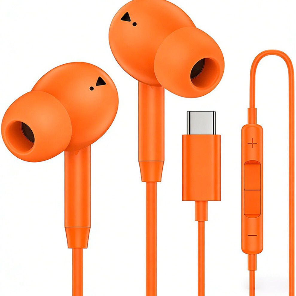 3.5Mm/Type C Headphone With Microphone For Pc Comuter Earbuds Tangerine For Type C 7695001073318