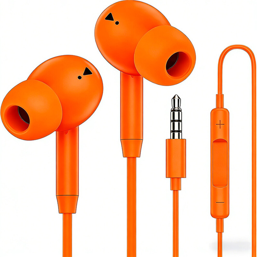 Corded Earbuds In-Ear Earphones With Microphone Noise Isolating Headphone Tangerine 3.5Mm 7695001073400