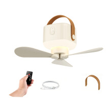 LED Ceiling Fan Light Room Decoration Low Noise Decorative Light Cream color 3600mAh
