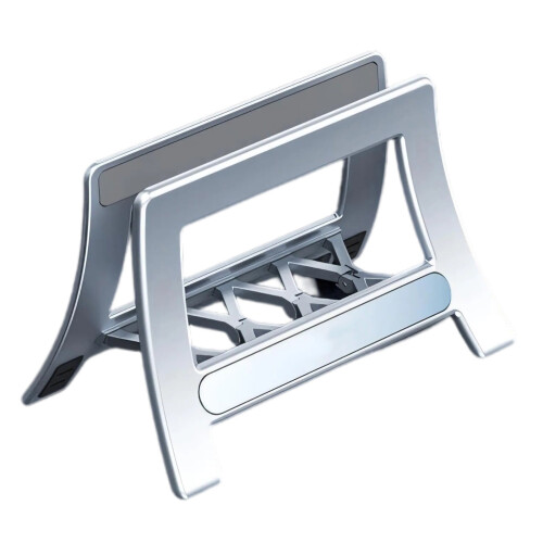Ergonomic Foldable Laptop Vertical Elevator Stand For Better Postures And Cooling Silver