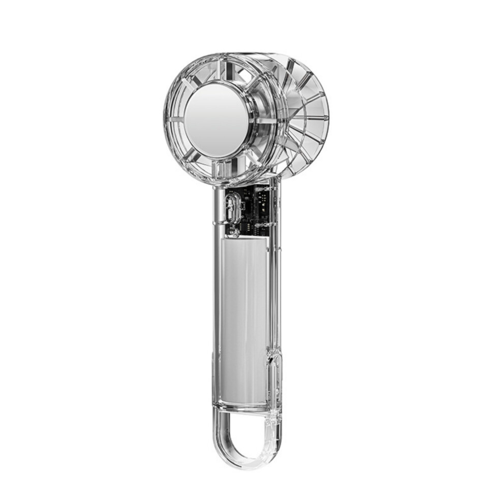 Mini Ice Cooling Handheld Fan With Turbos Wind Power And Long Battery Transparent Black 7695001119689