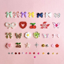 28 Different Colorful Butterfly Bows Nail Art Decorations Set For DIY Design