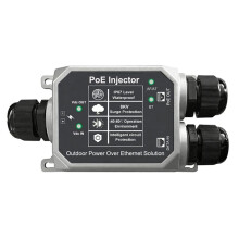 Injecteur PoE Gigabit 2,5G à 3 , Alimenté par Énergie Solaire, Étanche IP67, Répéteur PoE Extérieur, 9-57 Vcc, 35 W Max.