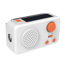 Emergency Solar Radio With Hand Cranked Generator With Rechargeable Battery