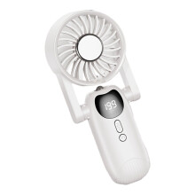 Multifunctional Handheld Cooling Fan With Digital Screen And Torch Feature White