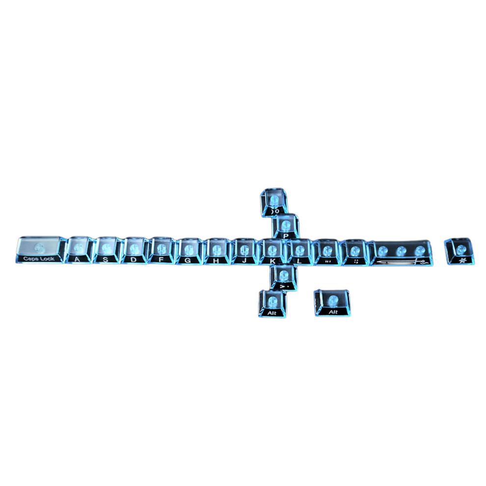 19 Key Unique Pattern Backlit Keycap Set Customizable For Mechanical Keyboard Blue 7695001070584