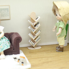 Tree Shape Bookshelf 1/12 Doll House Furniture for Doll Book Small Items Storage Light log