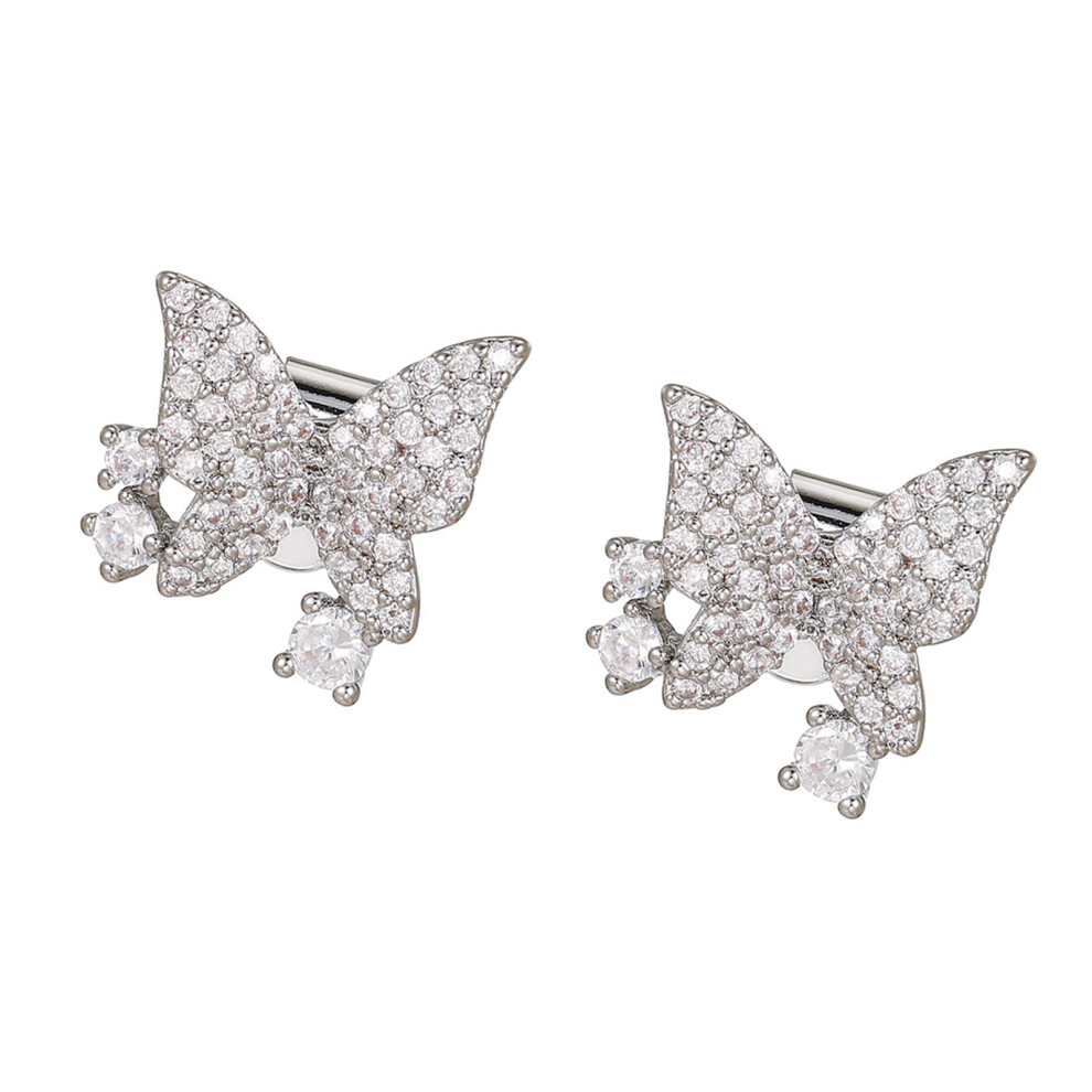Shining Zircon Stone Butterfly Earphone Charms Compatible For Freeclip 1/2 Model Silver 7695001094627