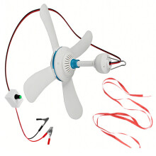 Standard Battery Powered Hanging Fan 16 Inches White Plastic 4-Blade Design 230cm