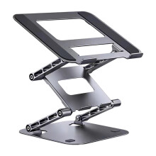 Ergonomic Foldable Laptop Rack with Phone Holder and Nonslip for Home Office Grey