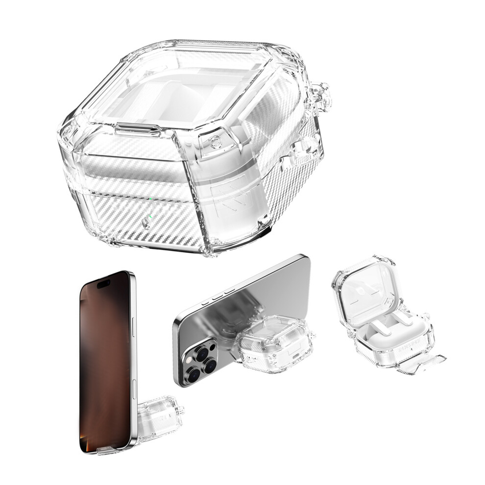 Stylish Pattern Hard Shell For Buds4/4Pro Headphone Builts In Phone Holder Transparent 7695001094900