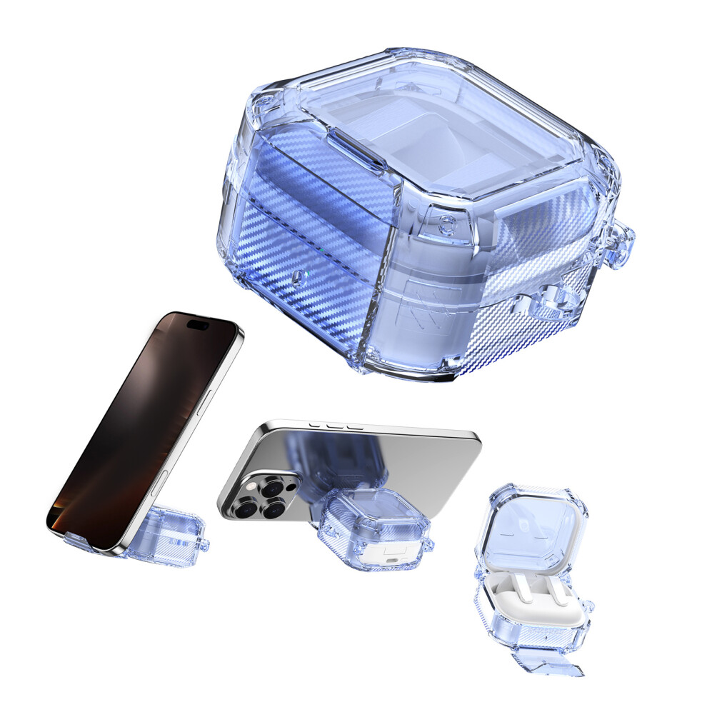 Transparent Shockproof Cover For Buds4/4Pro Headphone Supports Wireless Charging Blue 7695001094924
