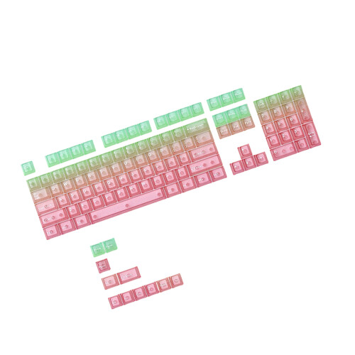 Rainbow Color Clear Effect PC Keycaps Set 115 Keys for Multiple Layouts Guava