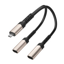 Flexible Type C Power Cable For Solar Panel Base Monitoring Solution 2 In 1 Out Black