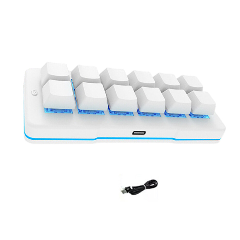 12Key Corded Keyboards For Shortcut Macros And Quick Commands Mini Keypad White 7695001071697