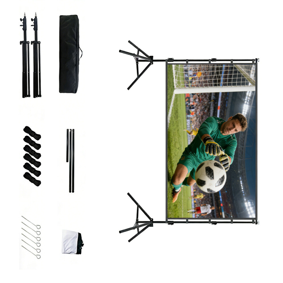 Portable Double Support Projection Screen 16:9 Aspect Ratio From Soft Milk Silk 84 Inch Light 7695001115889