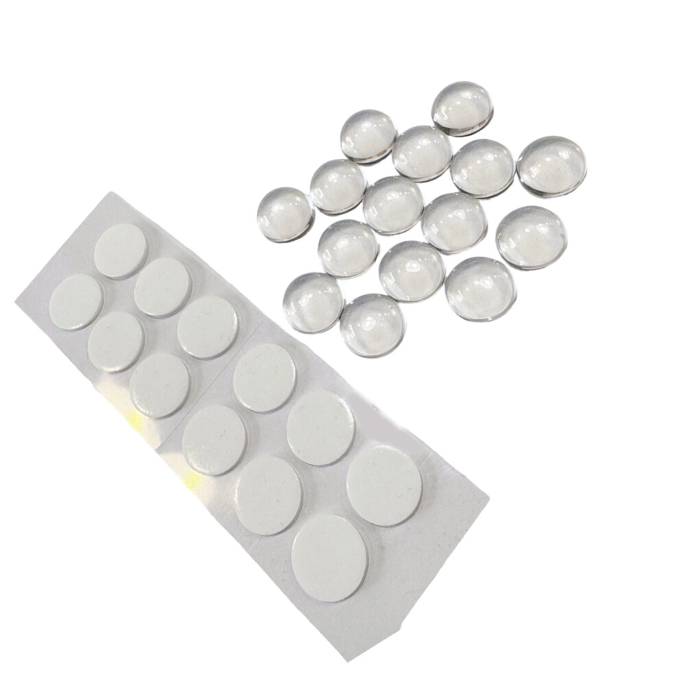 32Pcs Transparency Glass Keycap Stickers Raised Design Long Nail Protectors Diameter 12Mm 7695001144544