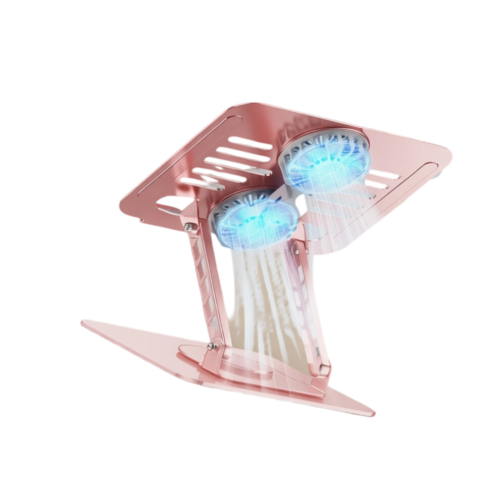 Aluminum Laptop Cooling Stand With Double Fan Adjustables For 17.3Inch Notebook Pink 7695001051347
