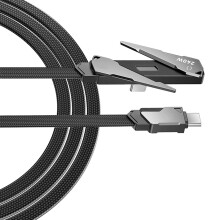 2Pcs Foldable Zinc Alloy Braided Data Cable With Invisible Stand For Phones 1.2m 2