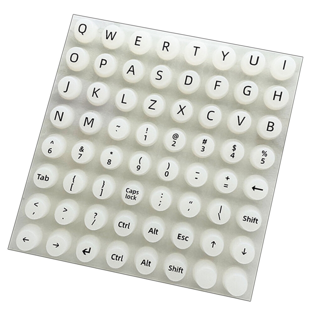 64Pcs Silicone Keyboard Covers With Raised Nail Art Design Keycap Stickers White 7695001140089