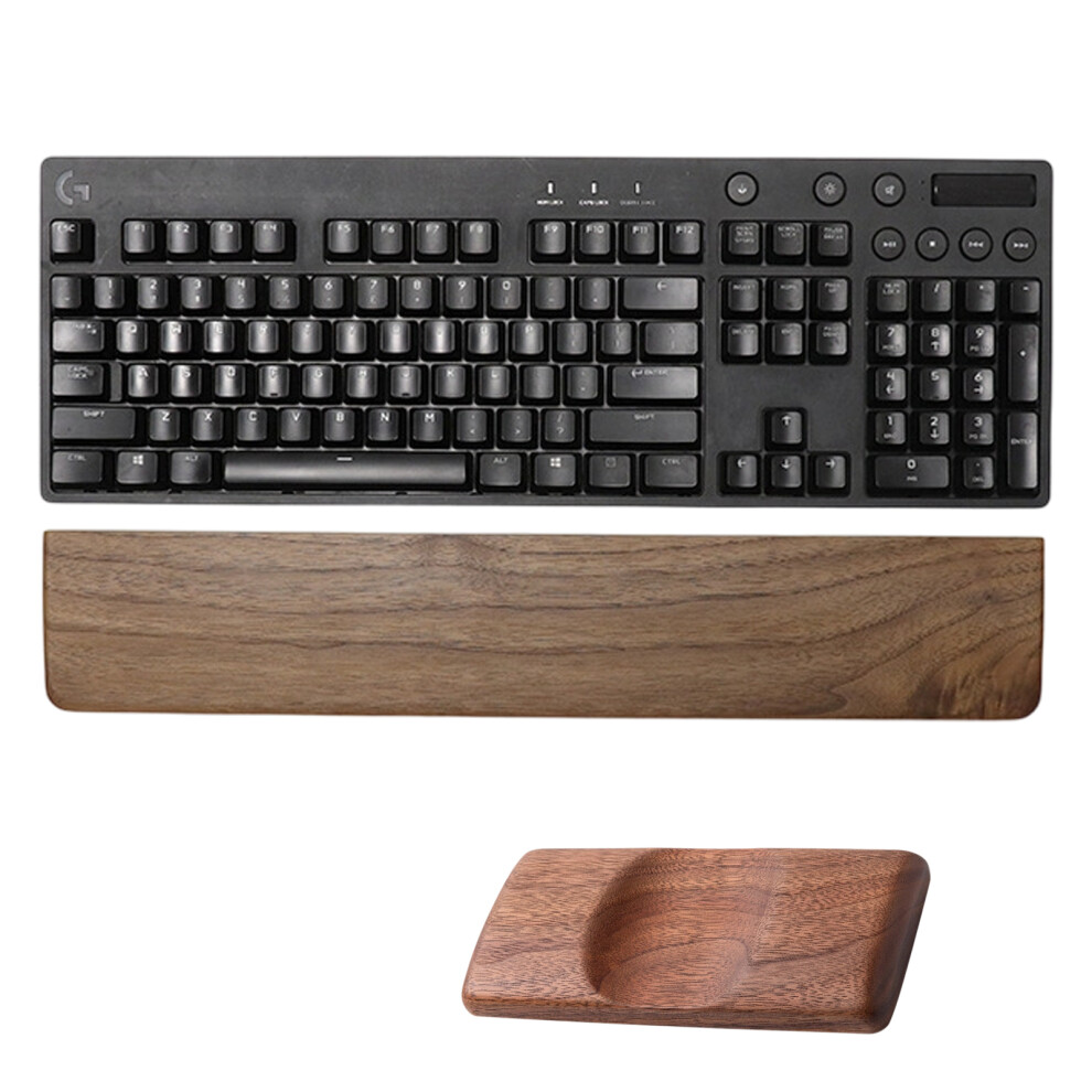 Wood Ergonomic Keyboard Mouse Wrist Rest Antislip Bottom Set For Long 440Mm Rounded Edges 7695001054263