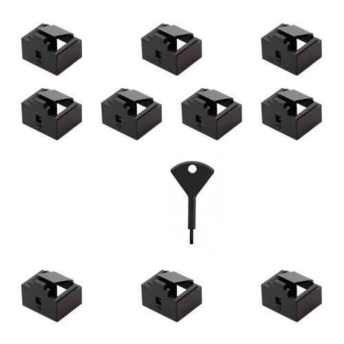 10Pcs Computer RJ45 Protectors Prevent Dust Moisture With Included Key Black