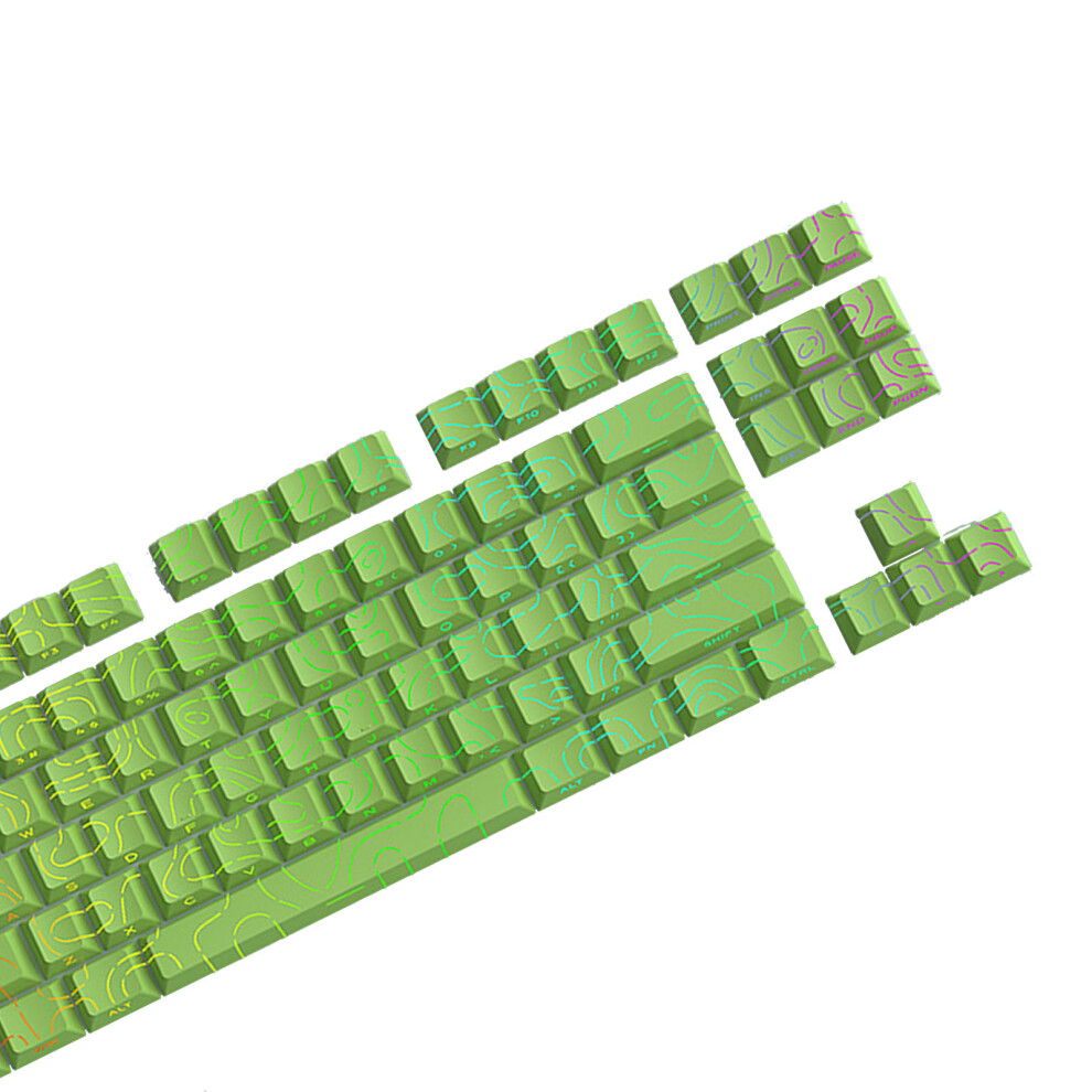 Mechanical Keyboard Upgrades Keycap Set 97 Key Pbt Side Print Keycaps Green 7695001076456