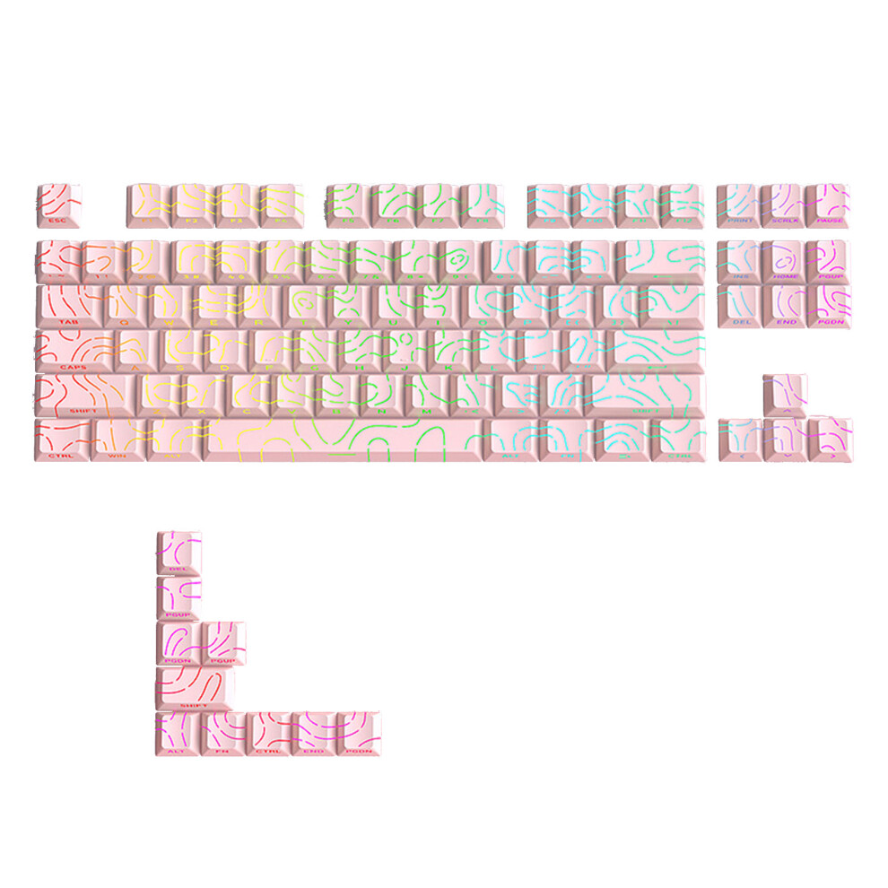 Side Printed Backlit Keycaps Premium Pbt 97 Keys Keycaps For Mechanical Keyboard Pink 7695001076494