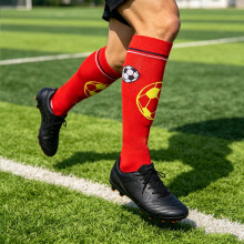 Stylish Cartoon Soccer Socks For Toddler Teens Breathable Quick Drying Fabric White L
