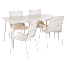 Garden Dining Set 4 Seater CARAVINO Light Beige Metal