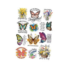 Butterfly Rub on Stickers Flower Craft Supplies Classical Journal Decoration 12