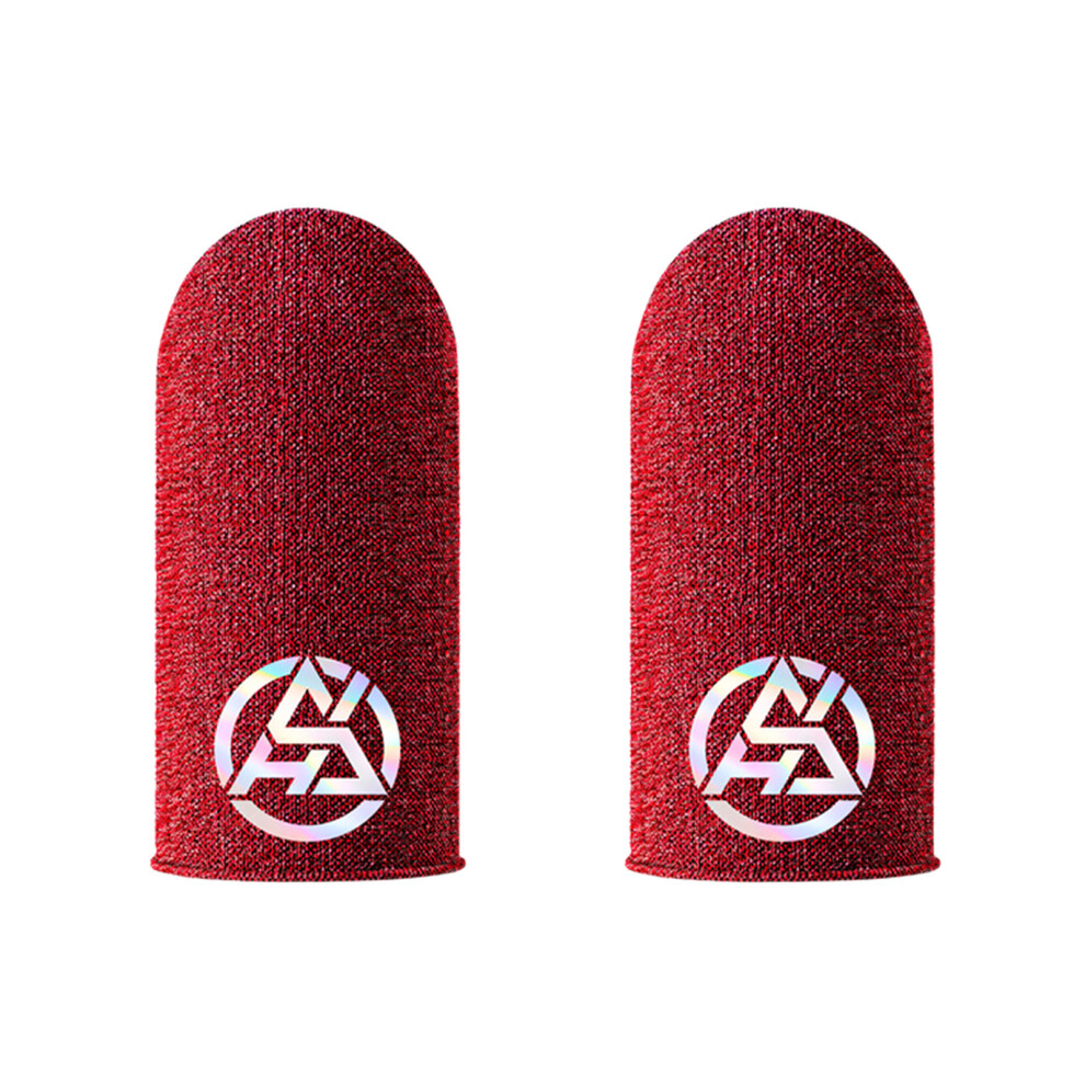 2 Piece Conductive Gaming Finger Sleeves Finger Cots For Smooth Screen Swiping Red 7695001146265