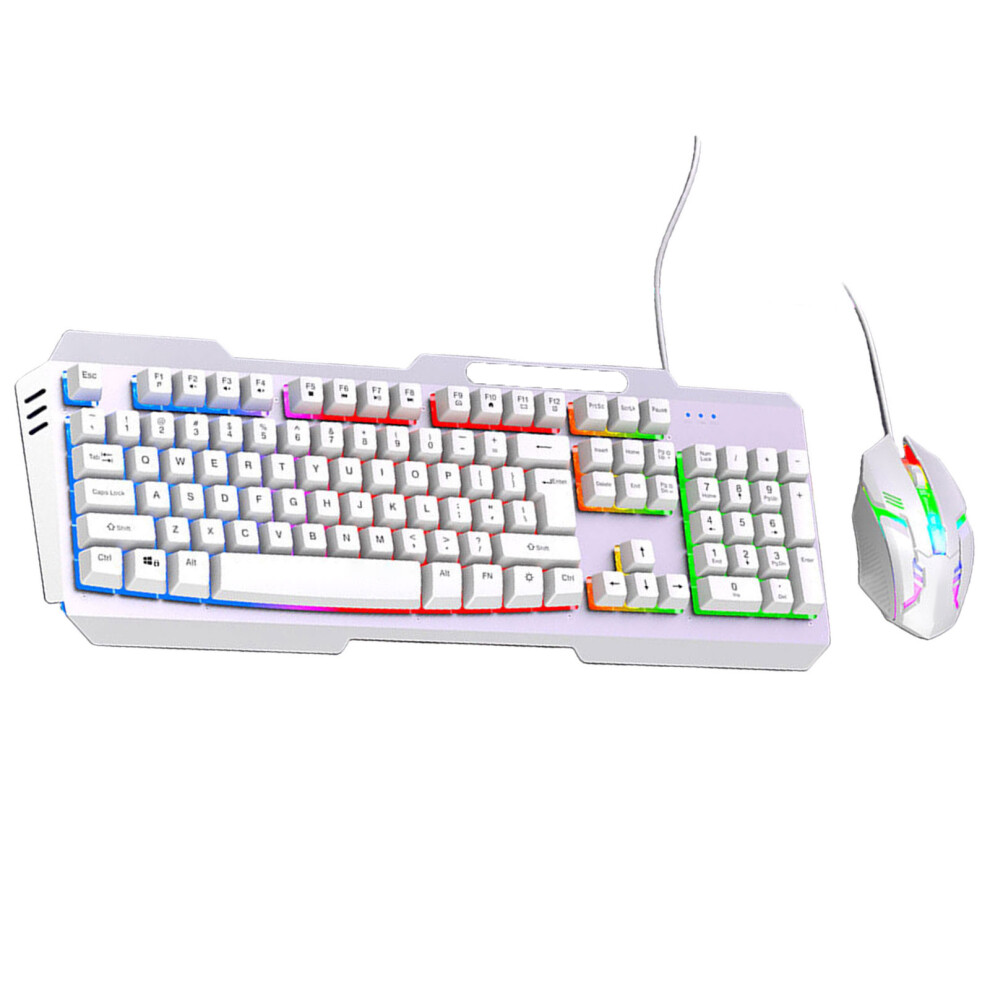 Ds600 104Key Corded Gaming Keyboard And Mouse Option Rainbow Keyboard Mouse White/Light 7695001137034