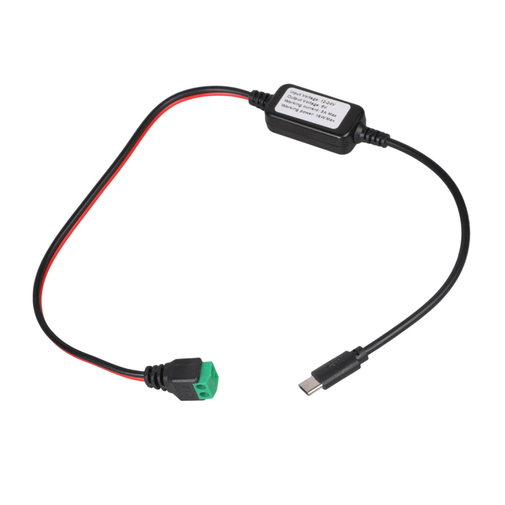 12V To 5V Type C Converter Cable 47Cm For Phone Tablet Dashcams With 3A Output 7695001056519