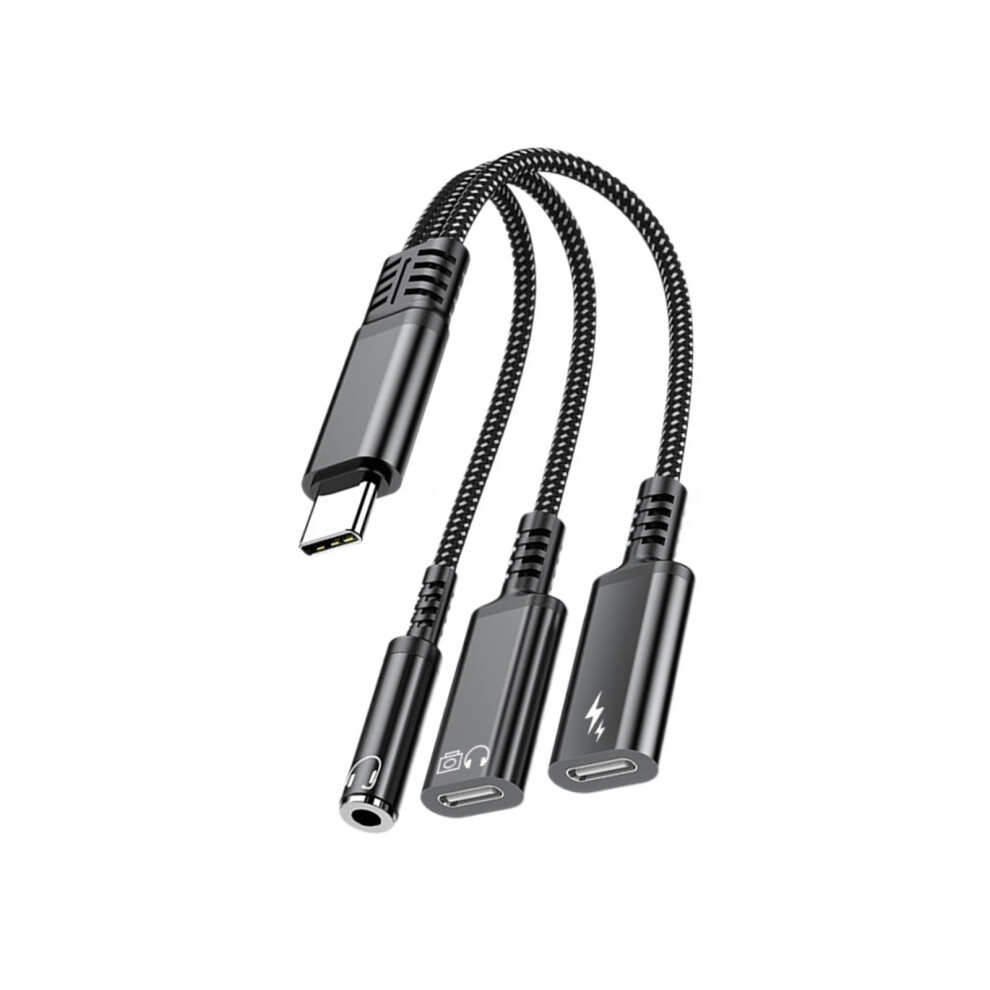 Multifunction Usb C To 3.5Mm Headphone &Charging Adapter Cable Otg Data Transfer Black 7695001135399
