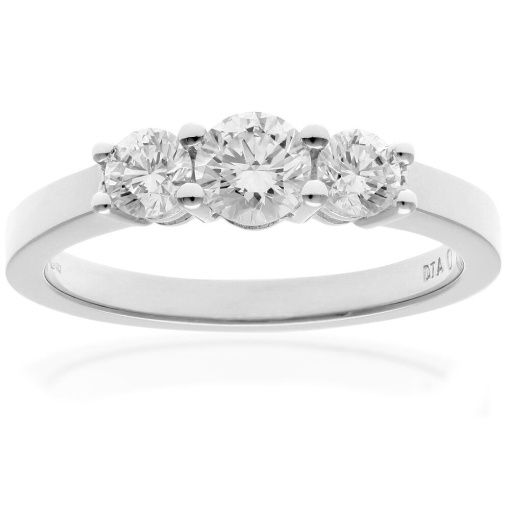Jewelco London (P) 18Ct White Gold Round 3/4Ct Diamond Shared Claws Graduated Trilogy Ring - Pr0axl3526w18jpk White,Gold
