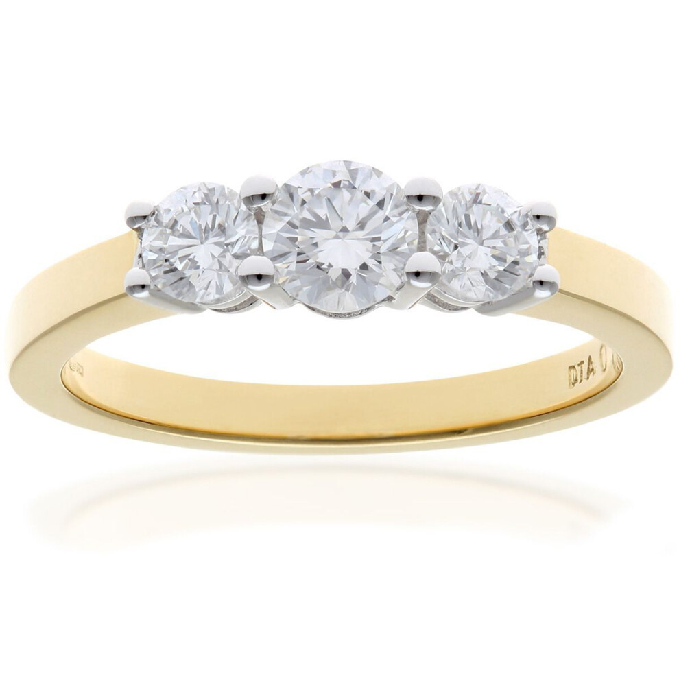 Jewelco London (M) 18Ct Yellow Gold Round 3/4Ct Diamond Shared Claws Graduated Trilogy Ring - Pr0axl3526y18jpk Gold,Yellow