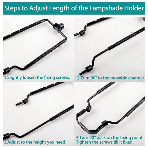 4X Suporte de Harpa de Abajur de 7 Polegadas Kit de Harpa de Lâmpada Ajustável E14, E26, E27 Adaptador de Base de Luz Preto Quadro de Chifre Suporte