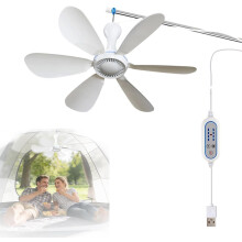(4-speed adjustable timer version, -) Ventilateur plafond portable pliable 3m, télécommande, 6 pales, camping