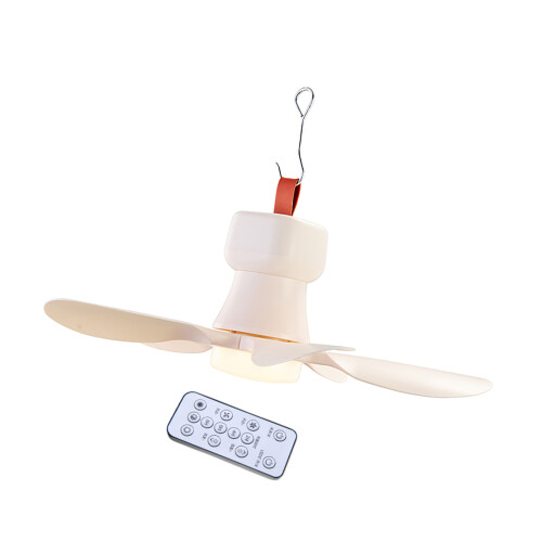 2000Mah Mini Ceiling Fan 3 Speed With Remote Control LED Light For Camping Tent