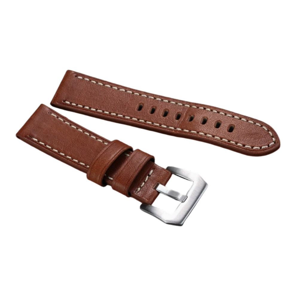 Adjustable Leather Watchband For Za3 24Mm Smartwatches Watch Strap Light Brown 7695001053792