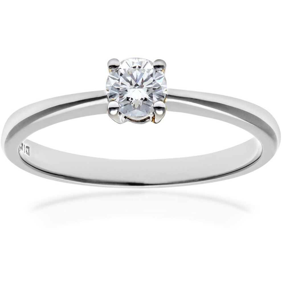 Jewelco London (J) 18Ct White Gold Round 1/4Ct Diamond 4 Claw Solitaire Engagement Ring - Pr0axl4305w18hsi White,Gold